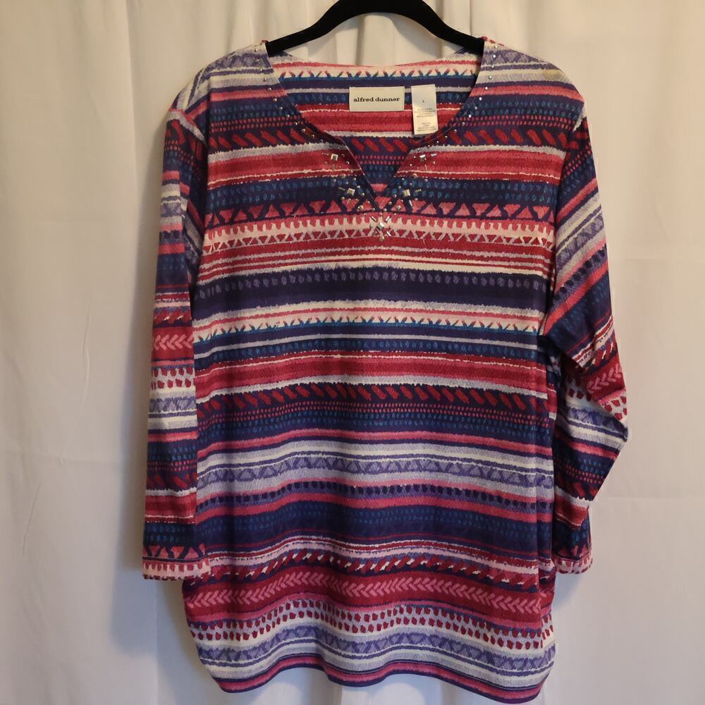 Alfred Dunner Pullover Women Size L Multicolor Blouse - Picture 4 of 14